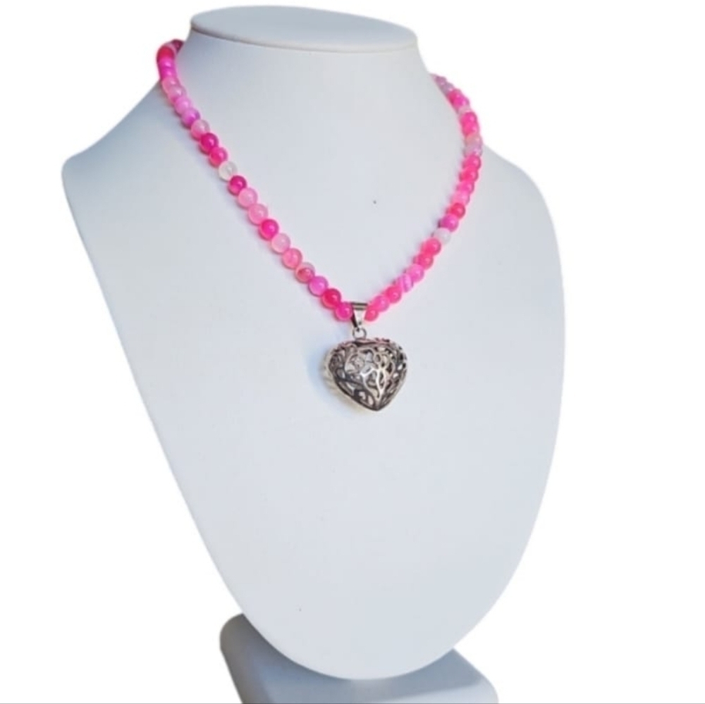 Vintage & Unique Handcrafted Beaded,Heart Pendant Necklace